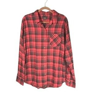 Kimes Ranch NEW Dusty Red Plaid Flannel Button Shirt Womens 2X WESTERN ranchwear